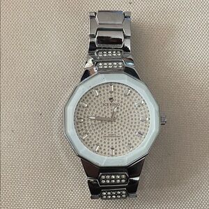 Ice King Silver Watch with Crystal Accents